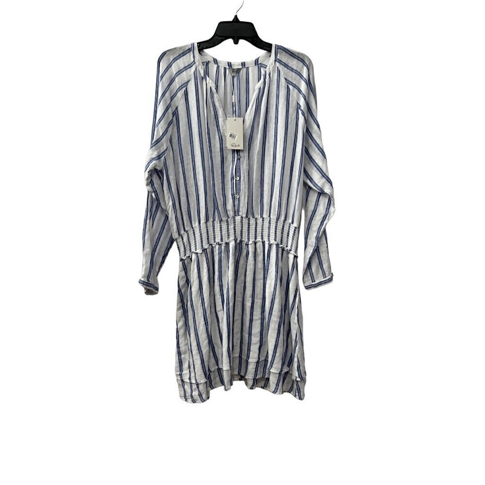 New RAILS Size L Jasmine Dress In Villa Stripe lightweight luxe linen mini dress